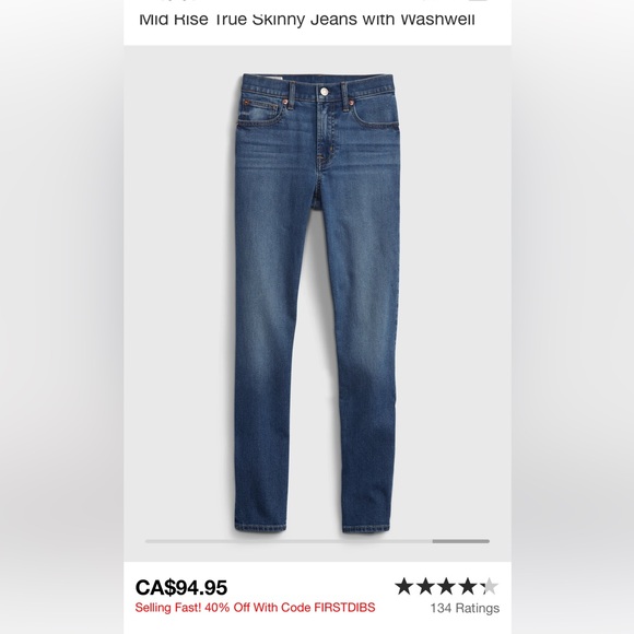 GAP Denim - Mid Rise True Skinny Jeans with Washwell